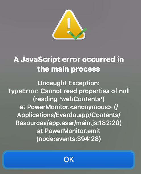 Javascript Error  App now refuses to open after update - Desktop